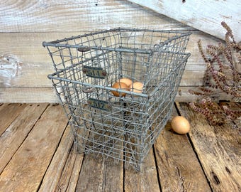 Vintage Fred Medart Wire Locker Baskets, Industrial Machine Age Storage (Set of 2)