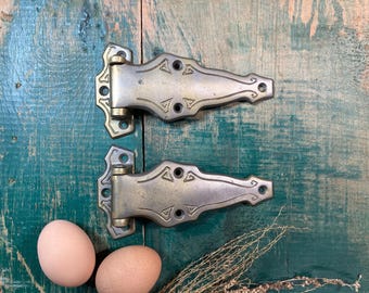 Vintage Art Deco Brass Ice Box Hinges, Architectural Salvage, Set of 2