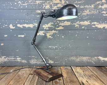 Vintage Industrial Task Lamp: Adjustable Drafting Light, Machinist Factory Lighting
