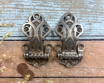 Vintage Pair of Cast Metal Hinges: Set of 2 Offset 3/8" Door Hardware