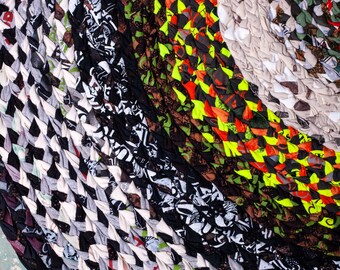 One of a Kind Recycled T-Shirt Rag Rug Re-purposed Tee Shirt Farmhouse Mat