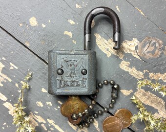 thumbnail image 2 of Rare Antique Eagle Lock Co. 6-Lever Padlock Key Blank – Malleable Iron, NOS From 1800s 2 of 6