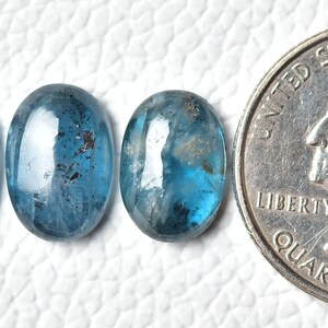 3 Pieces Natural Teal Blue Kyanite Cabochons Lot 8.7x12.5mm to 10x13.5mm Oval Shape Genuine Moss Kyanite Gemstones Cabs Loose Stones C-5471