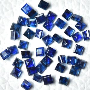 10 Pieces Natural Sapphire Faceted Gemstones Lot 1.5mm to 2mm Square Shape Blue Sapphire Gemstone Loose Stones Cut Blue Gems Stone C-3828