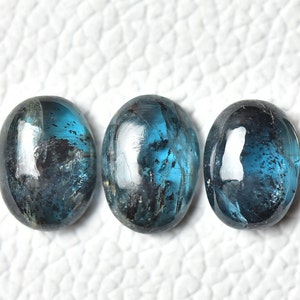 3 Pieces Natural Teal Blue Kyanite Cabochons Lot 8.7x12mm to 9x12.5mm Oval Shape Cab Genuine Moss Kyanite Gemstones Cabs Loose Stones C-5477