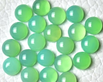 10 Pcs Natural Chrysoprase Chalcedony Cabochons 4mm 5mm 6mm 7mm 8mm 9mm Round Shape Chalcedony Gemstones Loose Smooth Cabs Cabochon C-19721