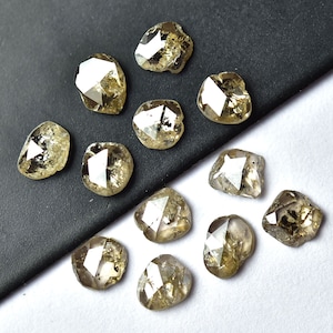 5 Pieces Natural Diamond Rose Cut Slice 2.5x3mm- 3x3.5mm Loose Brown Salt and Pepper Faceted Odd Shape Diamonds Slices For Jewelry C-21920