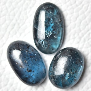 3 Piece Natural Teal Blue Kyanite Cabochon Gemstone 10.3x13.5mm to 10x16mm Oval Shape Genuine Moss Kyanite Gemstones Cabs Loose Stone C-5473
