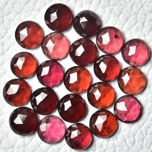 5 stuks natuurlijke granaat gefacetteerde losse edelstenen lot 3 mm 4 mm 5 mm 6 mm ronde vorm echte granaat edelsteen cabine roosgeslepen steen platte achterkant C-20060