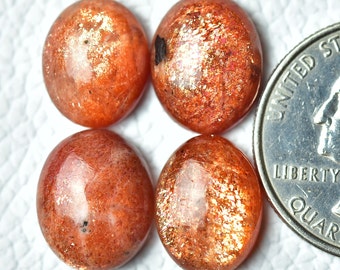 2 Stück Natürliche Sonnenstein Cabochons Edelsteine Lot 10 x 13 mm -11 x 14 mm Oval Form Echter Sonnenstein Edelstein Lose Edelsteine Glatte Cabs C-17092