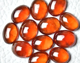 5 Pieces Natural Hessonite Cabochons Gemstone Lot 6x8mm -6.7x8.7mm Oval Shape Cab Rare Hessonite Gemstones Loose Stone Smooth Cabs C-18584
