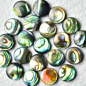 5 Pieces Natural Abalone Shell Cabochon 5mm 6mm 7mm 8mm 9mm 10mm 12mm Round Shape Abalone Pearls Cab Loose Mother of Pearl Cabochons C-11376