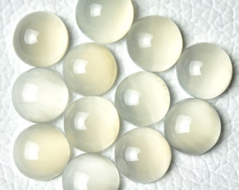 10 Pieces Light Gray Moonstone Cabochons Lot, 10mm Round Shape Natural Moonstone Cabochon Loose Gemstone Smooth Gems Stone Cabs 4305-4307