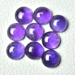 5 Pieces Natural Amethyst Cabochon Gemstones Lot 6mm 7mm 8mm Round Shape Amethyst Gemstone Smooth Loose Cabs Gems Stones Cabochon C-15363