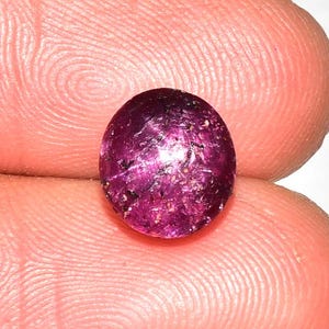 1 peça de cabochão de rubi estrela natural, formato oval, 7,5 x 8,2 mm, pedra preciosa de rubi genuína, cabochão de pedras soltas, gemas lisas, pedra preciosa C-4202