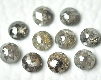 2 Pieces Salt And Pepper Rose Cut Diamonds Faceted Cut 3.5mm to 3.8mm Round Shape Raw Diamonds Loose Diamond Cabochons C-3940