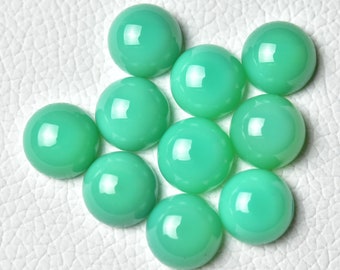 Lot de 5 cabochons de calcédoine naturelle de 12 mm à 13 mm de forme ronde Cabochons de calcédoine en chrysoprase Pierres précieuses en vrac Pierres lisses C-12681