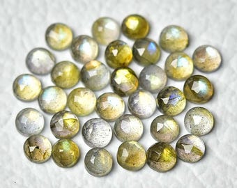 10 Pieces Natural Labradorite Faceted Loose Gemstone 3mm 4mm 5mm Round Shape Flashy Labradorite Gemstones Cabs Rose Cut Gems Stones C-4573