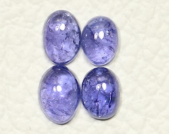 4 Pieces Natural Tanzanite Cabochons 5x6.5mm to 5.5x7.8mm Mix Shape Blue Tanzanite Gemstones Cab Loose Stones Gems Cabs C-17839