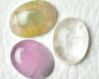3 Pieces Natural Tourmaline Cabochons 9.5x11.8mm to 9.3x12.7mm Oval Shape Tourmaline Gemstones Loose Cabs Smooth Gems Stones Cabochon C-3383
