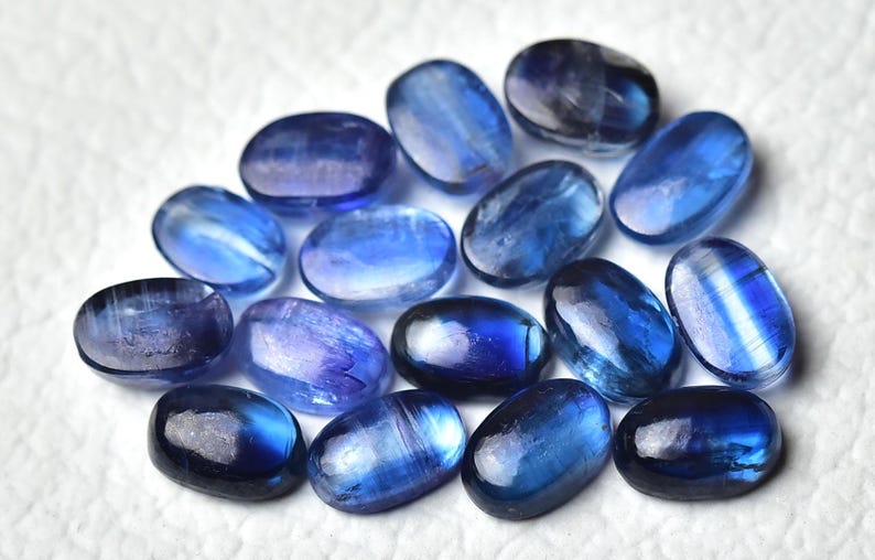 Natural Blue Kyanite Cabochons 6x9mm 7x9mm 7x10mm 8x10mm Oval Shape Genuine Blue Kyanite Gemstones Loose Gems Stones Smooth Cabochon C-6271 image 4