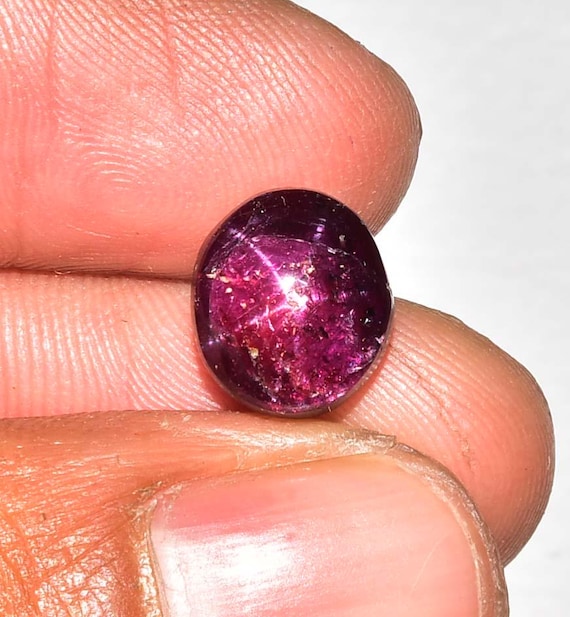 1 Piece Natural Star Ruby Cabochon 8.8x10mm Oval Shape Genuine