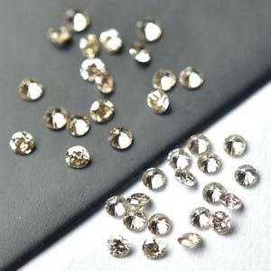 2 Pieces Natural Brilliant Cut Diamonds Round 1.2mm 1.3mm Round Shape Rare Light Brown Polished Diamond Gemstone Loose Faceted Stone C-19526