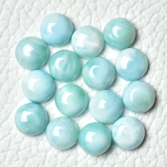 5 Pieces Natural Larimar Cabochons Gemstones Lot 6mm Round Shape Rare Larimar Gemstone Cabs Smooth Loose Stone Semi Precious Cabochon C-3215