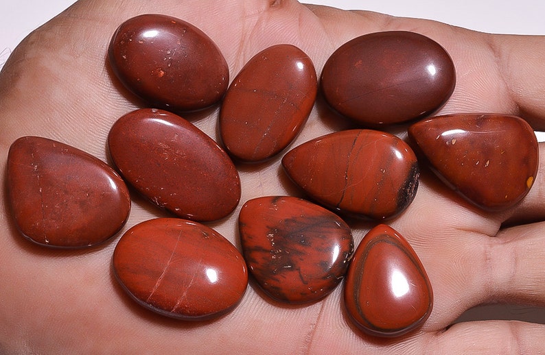 51.50 Grams Wholesale Price Natural Red Jasper Gemstone Cabochon Natural Gemstone Cabs 10 Pieces Red Jasper Cabochons Loose Gemstone