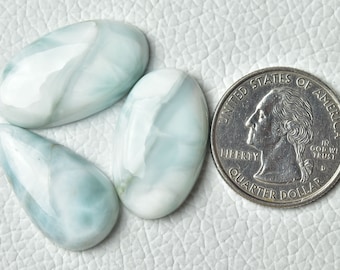 3 Pieces Genuine Larimar Cabochons Lot 15x27mm to 16x23mm Mix Shape Natural Larimar Gemstones Cabs Smooth Gems Loose Stone Cabochon C-5520
