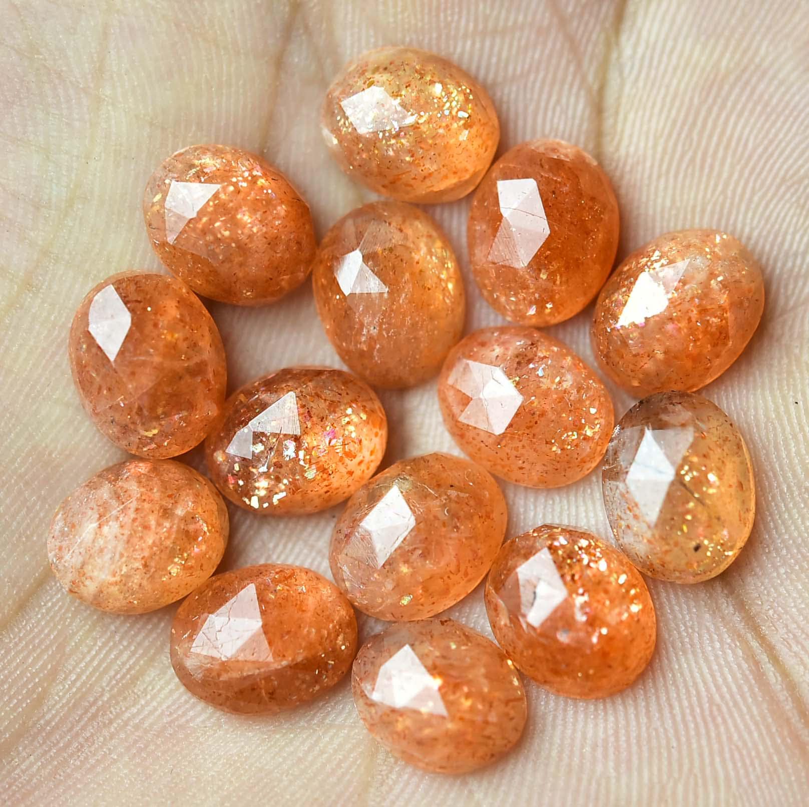 Cabochon Ovale En Pierre Précieuse Sunstone Dorée Naturelle 100% 12,40