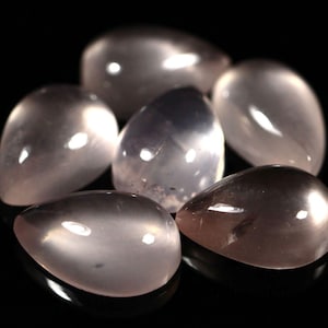 4 Stück Natürliche Rosenquarz Cabochon Lot 8 x 11 mm bis 8x12.5 mm Birnenform Cab Seltene Rosenquarz Edelstein Glatte Lose Stein Cabs C-18069