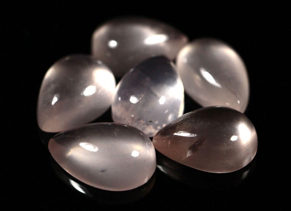 4 Pieces Natural Rose Quartz Cabochon Lot 8x11mm to 8x12.5mm Pear Shape Cab Rare Rose Quartz Gemstone Smooth Loose Stone Cabs C-18069