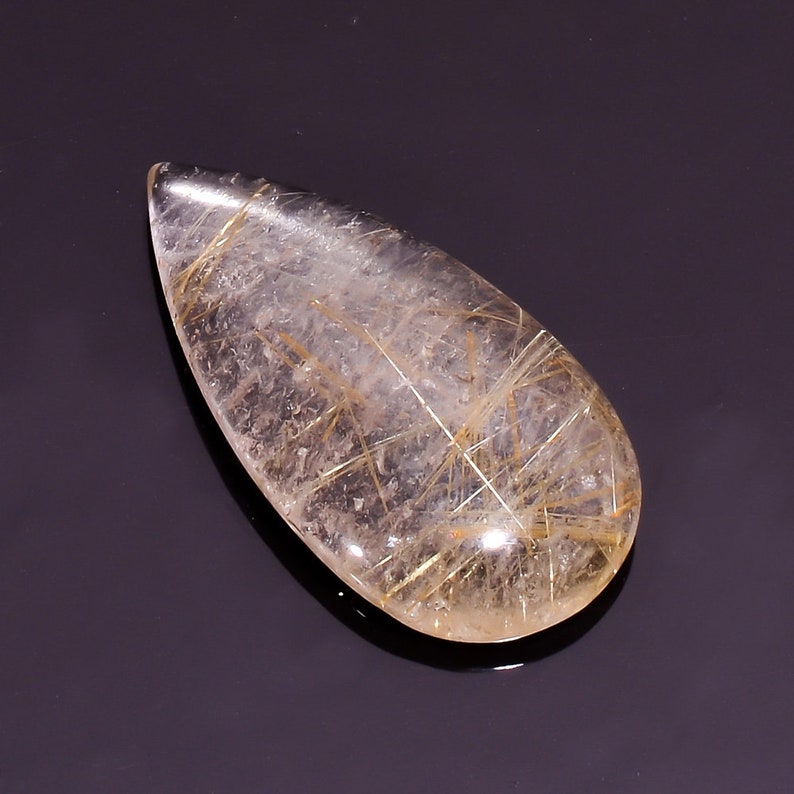 1 Piece Natural Golden Rutile Cabochon 16x32mm Pear Shape Genuine Rutile Quartz Gemstone Cabs Loose Stones Semi Precious Gems Cab C-13472