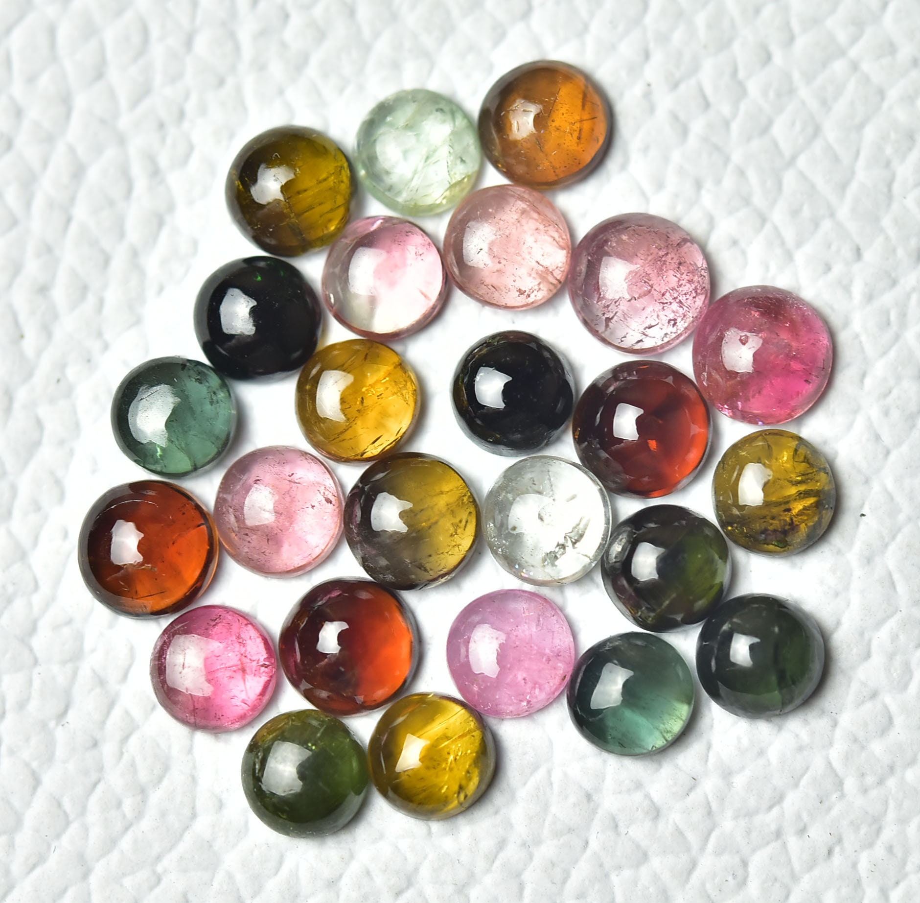 10個入り 天然マルチトルマリンカボション 4.7mm 5mm ラウンド 天然