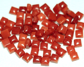 5 Pieces Natural Italian Red Coral Cabochon 5mm Square Shape Cab 100% Italian Coral Gemstone Cabochons Smooth Gems Loose Stone Cabs C-21802