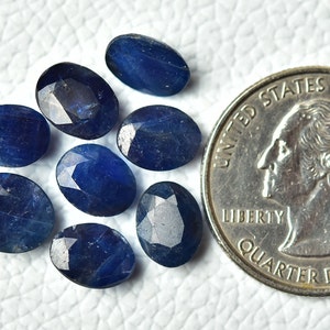 4 Pieces Natural Blue Sapphire Faceted Gemstone  6.5x8.5mm to 8x10mm Oval Shape Genuine Sapphire Calibrated Loose Gem Stones C-12883