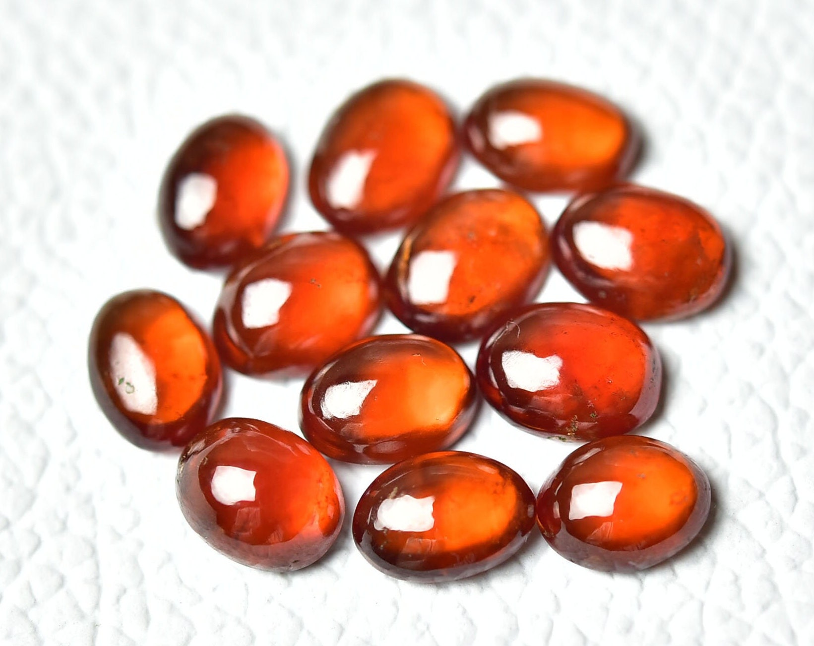 5 Pieces Natural Hessonite Cabochons Gemstone Lot 6x8mm 6.7