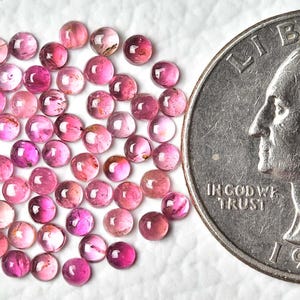 10 Pieces Natural Pink Tourmaline Gemstone Cabochons 2.3mm - 2.5mm Round Tourmaline Gemstone Cabochon Loose Smooth Gems Stones Cabs C-19342 image 5