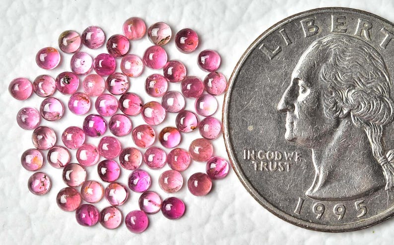 10 Pieces Natural Pink Tourmaline Gemstone Cabochons 2.3mm - 2.5mm Round Tourmaline Gemstone Cabochon Loose Smooth Gems Stones Cabs C-19342 image 5