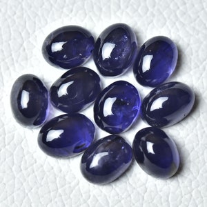 3 Pieces Natural Iolite Cabochons Lot 8x11mm to 8.5x11.5mm Oval Shape Genuine Blue Iolite Cabs Smooth Gems Loose Gemstones Cabochon C-5088