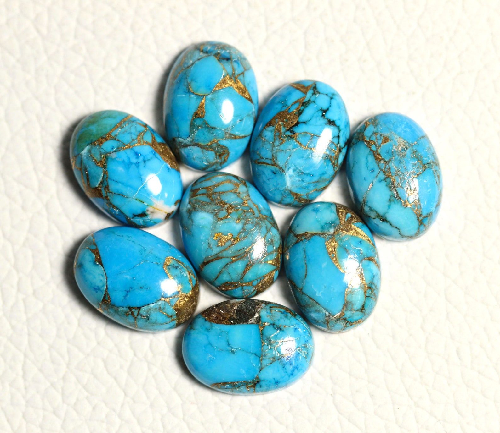 2 Pieces Blue Copper Turquoise Cabochons Lot 10x14mm Oval Etsy