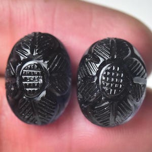 2 Piece Natural Iolite Carved Cabochons 10.7x14.5mm to 11x14mm Oval Genuine Iolite Carving Gemstones Cabs Loose Stones Semi Precious C-21027