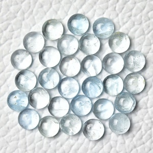 Natural Light Blue Moss Aquamarine Cabochons Lot 4mm 5mm Round Shape Genuine Aquamarine Loose Gemstone Smooth Stone Cabs C-4805