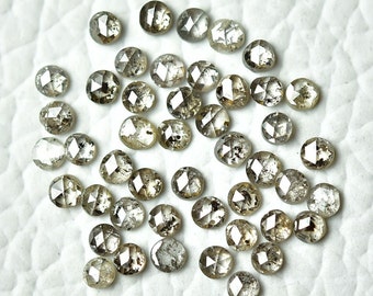 10 Pieces Salt & Pepper Diamond Faceted Cut 1.4mm - 1.8mm Round Shape Rare Rose Cut Gray Diamonds Stones Flat Back Gemstone Cabochon C-21923