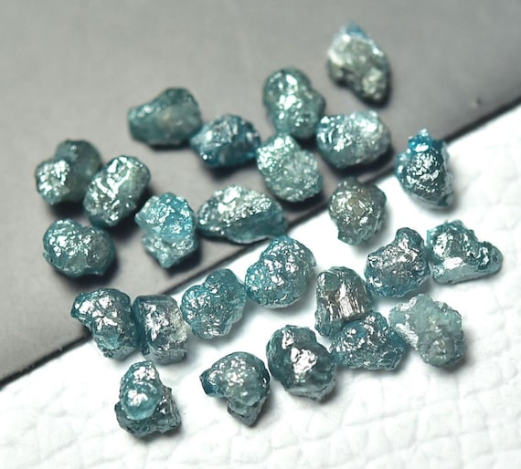 3 Pieces Blue Raw Diamond 3mm-3.5mm 100% Natural Rough Diamonds Loose Uncut Raw Gemstones Jewelry Making Stones C-21940