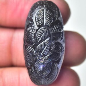 1 Piece Natural Iolite Carved Cabochons Lot 15x31mm Oval Genuine Iolite Carving Gemstone Cabs Loose Gemstones Semi Precious Cabochon C-20992