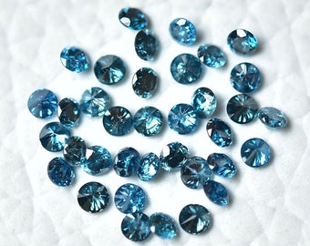 5 Pieces Natural Brilliant Blue Diamond 1.5mm Round Faceted Cut Loose Sparkling Solitaire Blue Diamonds Gemstones For Jewelry C-22036