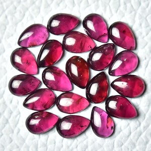 5 Pieces Natural Garnet Cabochons Lot 4x6mm Pear Shape Rare Garnet Gemstones Cabs Loose Stones Gems Smooth Semi Precious Cabochon C-18647