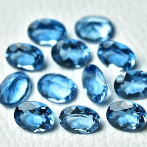 6x8mm Natural London Blue Topaz Gemstones 1 Pieces Oval Shape Genuine Blue Topaz Gemstone Faceted Loose Cut Gem Stones C-4406